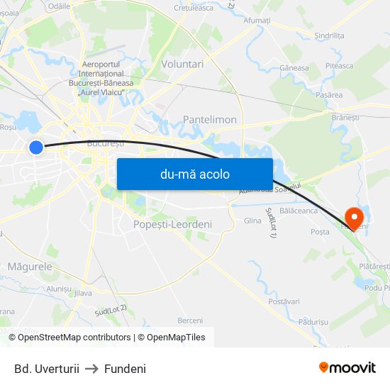 Harta de Bd. Uverturii către Fundeni