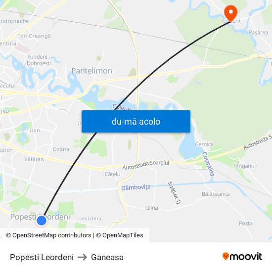 Harta de Popesti Leordeni către Ganeasa