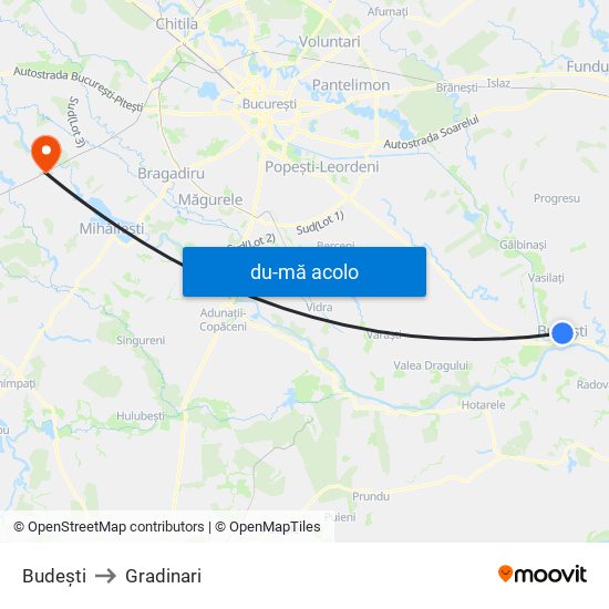 Harta de Budești către Gradinari