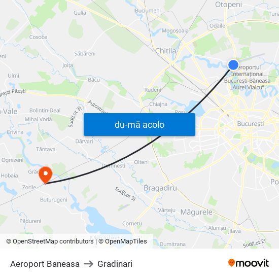 Harta de Aeroport Baneasa către Gradinari