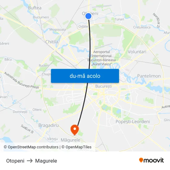 Harta de Otopeni către Magurele