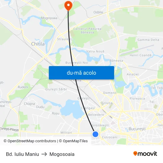 Harta de Bd. Iuliu Maniu către Mogosoaia
