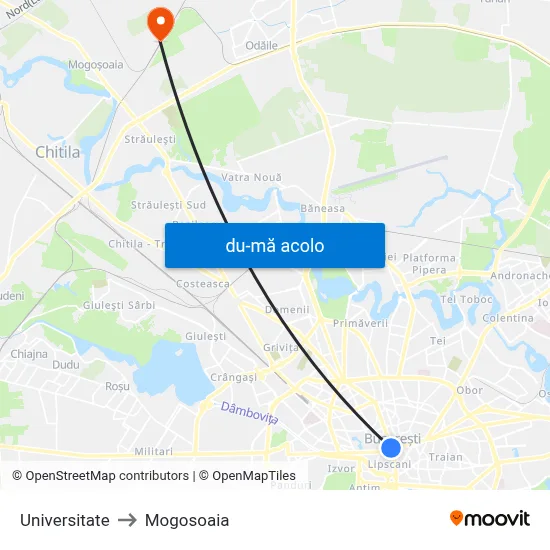 Harta de Universitate către Mogosoaia