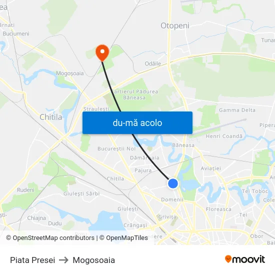 Harta de Piata Presei către Mogosoaia
