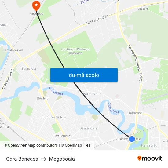 Harta de Gara Baneasa către Mogosoaia