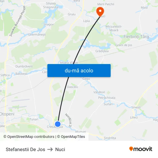 Harta de Stefanestii De Jos către Nuci
