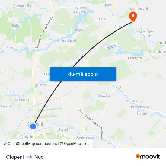 Harta de Otopeni către Nuci