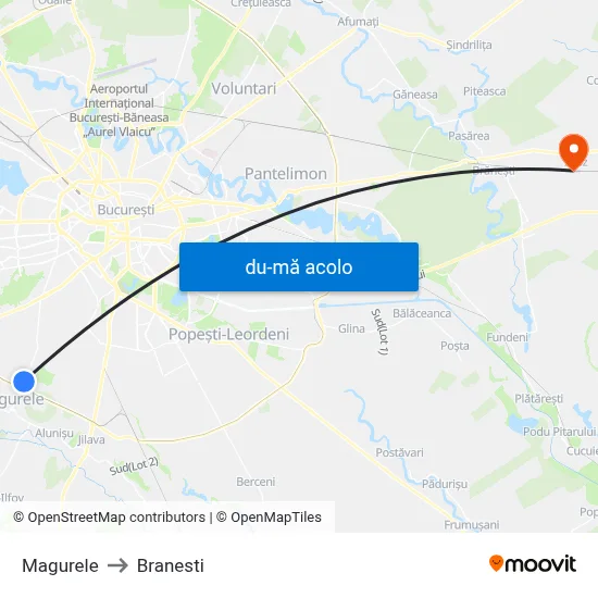 Harta de Magurele către Branesti