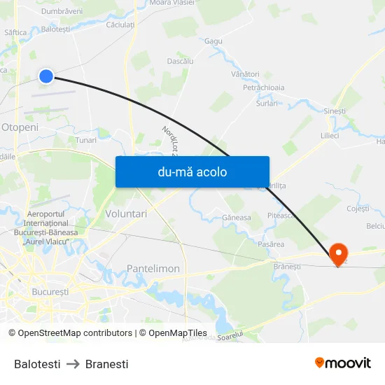 Harta de Balotesti către Branesti