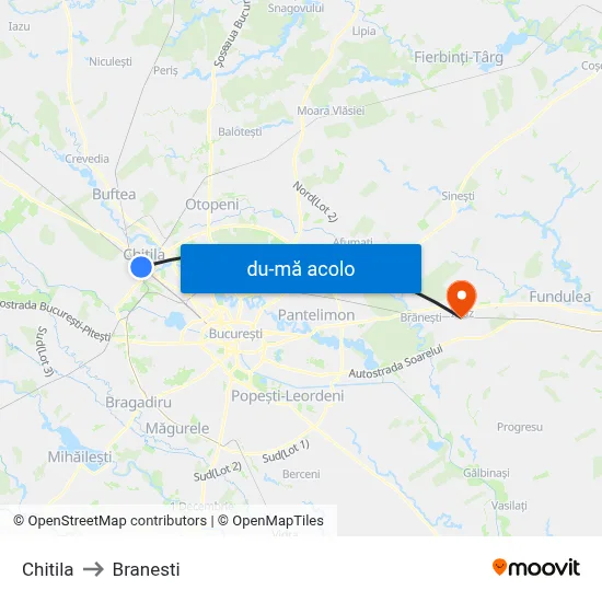 Harta de Chitila către Branesti