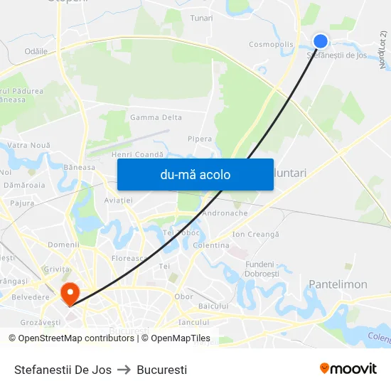 Harta de Stefanestii De Jos către Bucuresti
