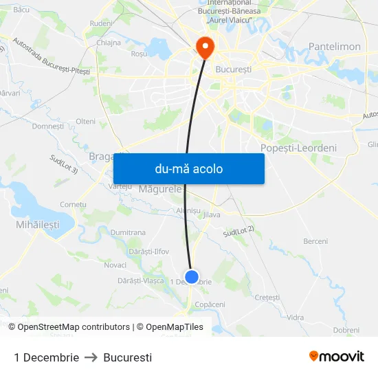 Harta de 1 Decembrie către Bucuresti