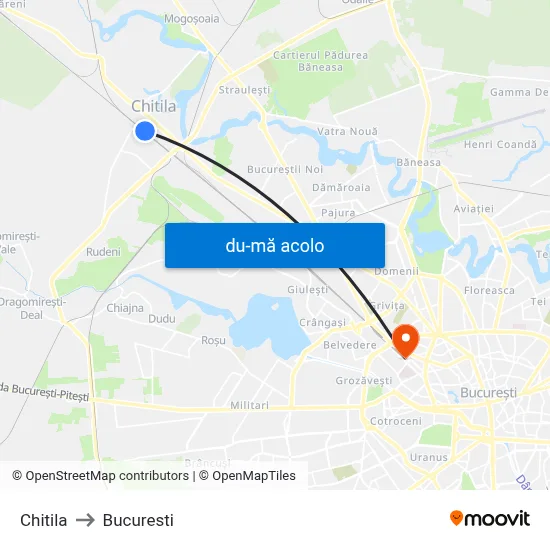Harta de Chitila către Bucuresti
