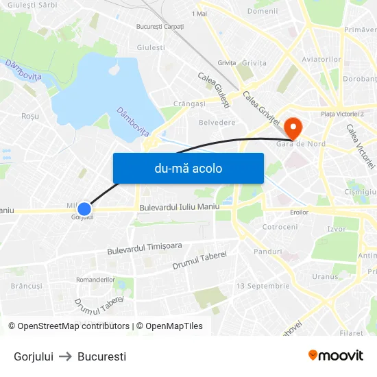 Harta de Gorjului către Bucuresti