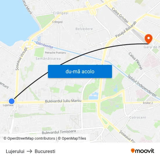 Harta de Lujerului către Bucuresti