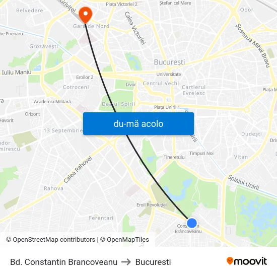 Harta de Bd. Constantin Brancoveanu către Bucuresti