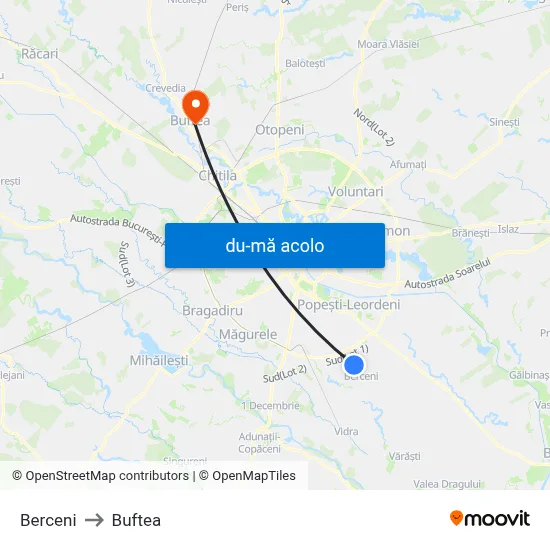 Harta de Berceni către Buftea