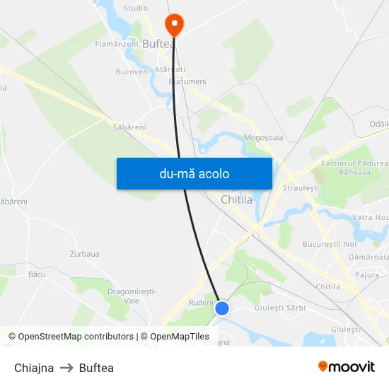 Harta de Chiajna către Buftea