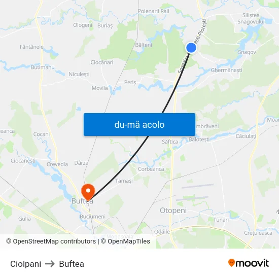 Harta de Ciolpani către Buftea