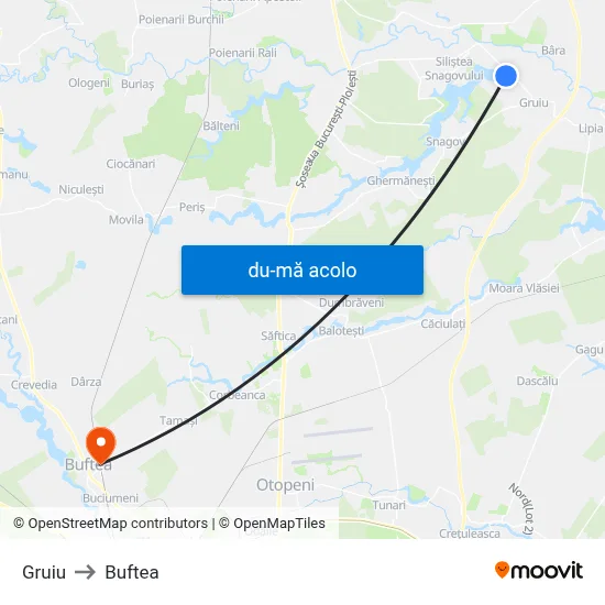 Harta de Gruiu către Buftea