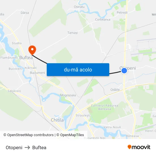 Harta de Otopeni către Buftea