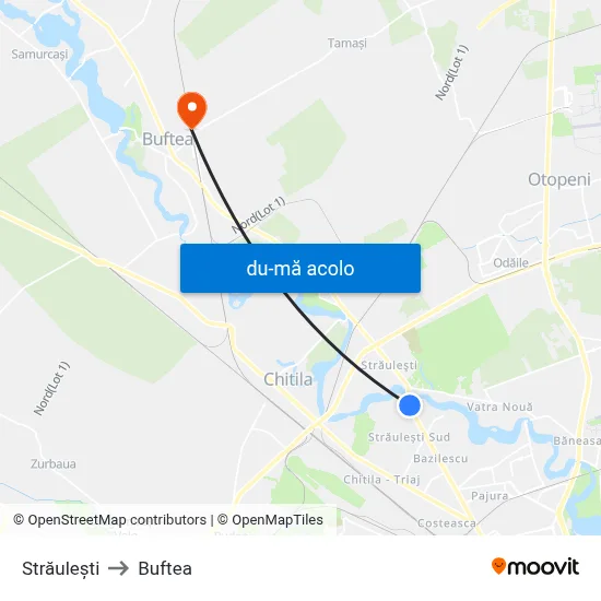 Harta de Străulești către Buftea
