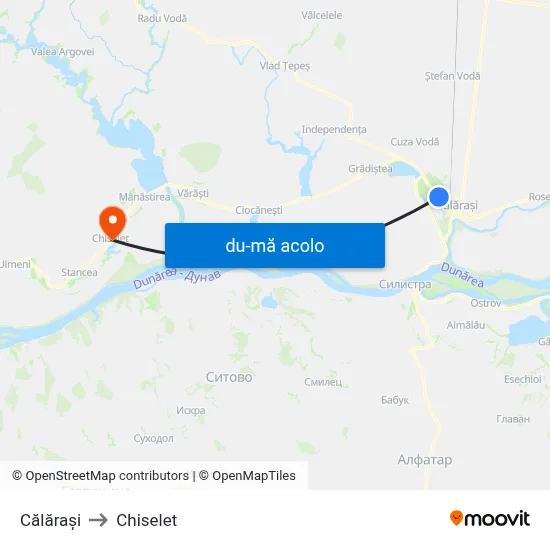 Harta de Călărași către Chiselet