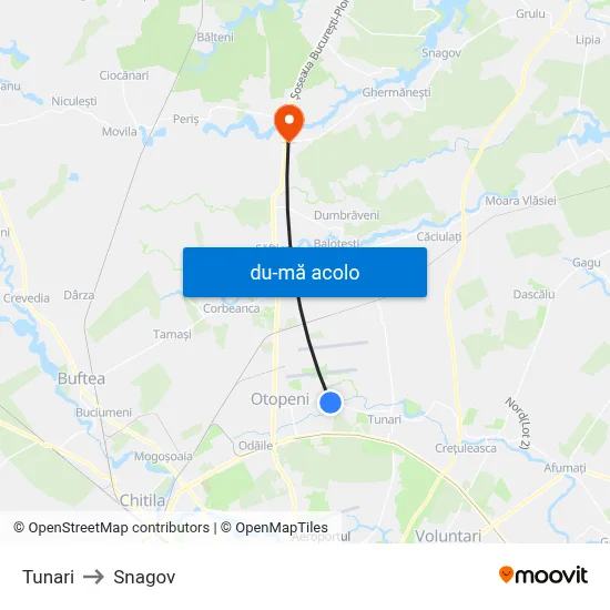 Harta de Tunari către Snagov