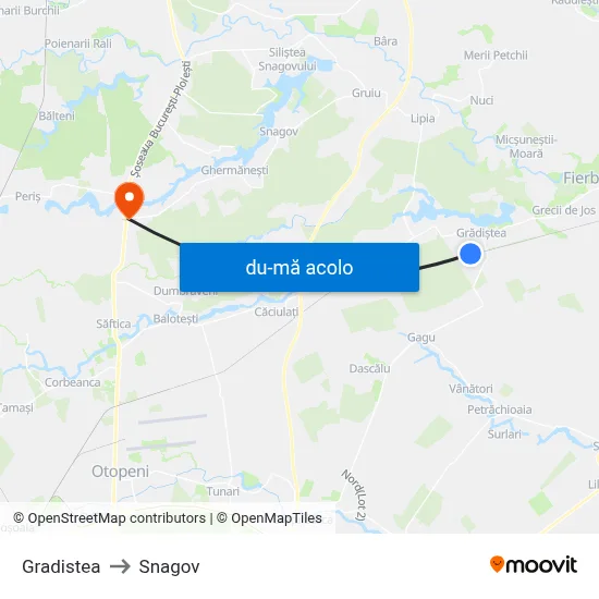 Harta de Gradistea către Snagov