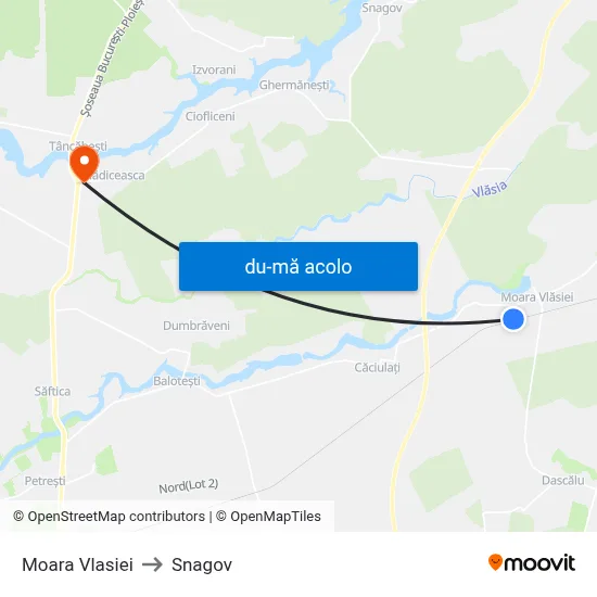 Harta de Moara Vlasiei către Snagov