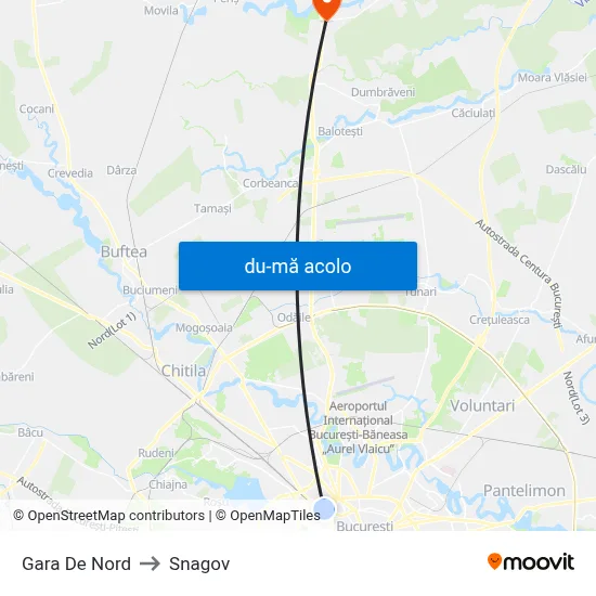 Harta de Gara De Nord către Snagov