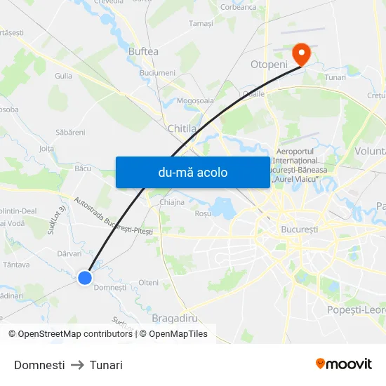 Harta de Domnesti către Tunari