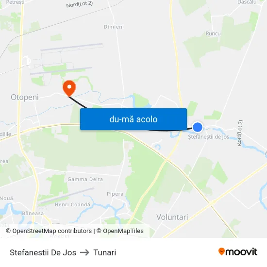 Harta de Stefanestii De Jos către Tunari