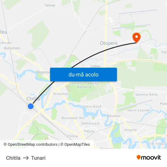 Harta de Chitila către Tunari