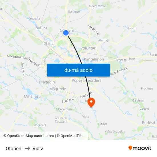 Harta de Otopeni către Vidra