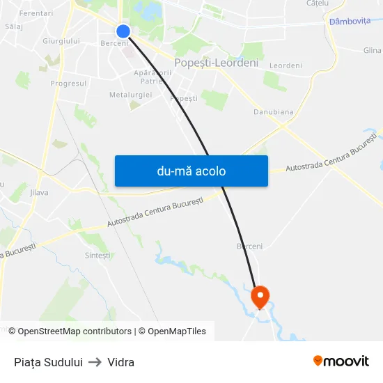 Harta de Piața Sudului către Vidra