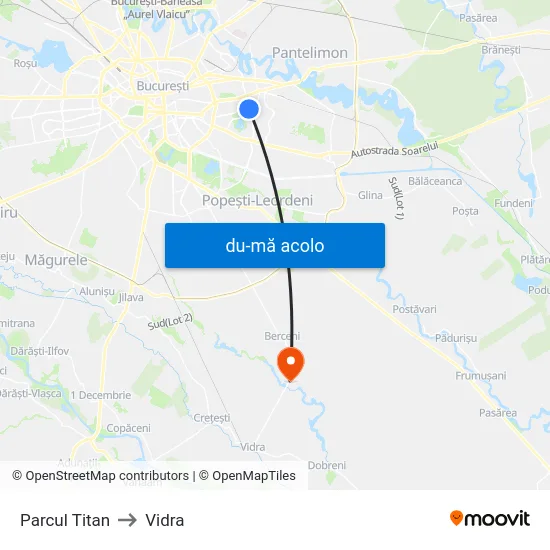 Harta de Parcul Titan către Vidra