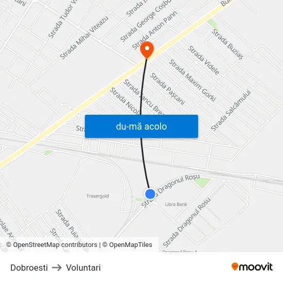 Harta de Dobroesti către Voluntari
