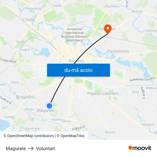 Harta de Magurele către Voluntari