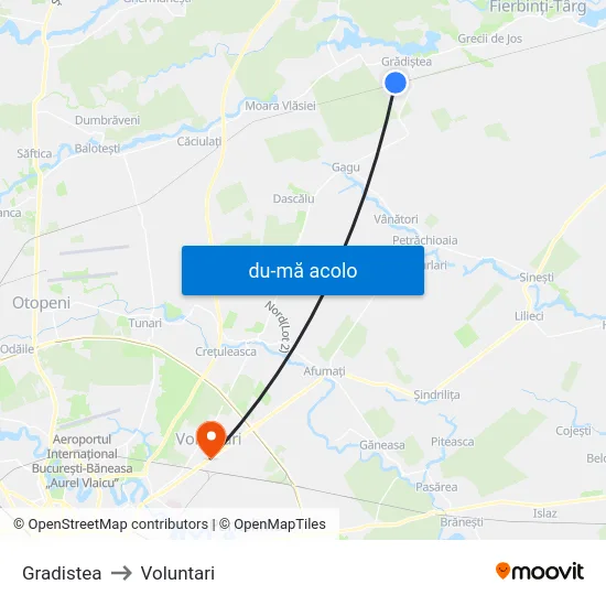 Harta de Gradistea către Voluntari