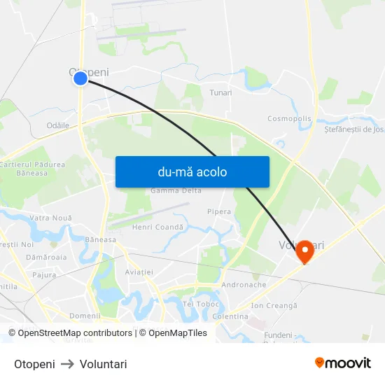 Harta de Otopeni către Voluntari