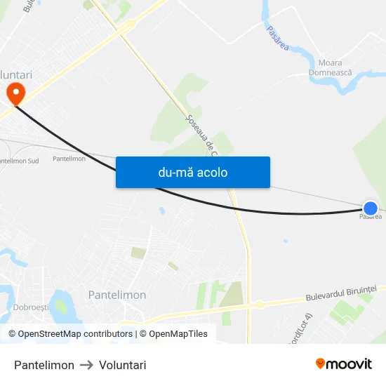 Harta de Pantelimon către Voluntari