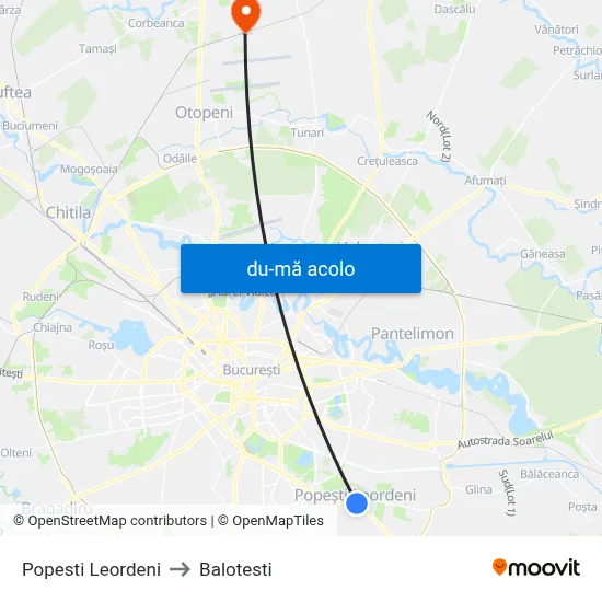 Harta de Popesti Leordeni către Balotesti