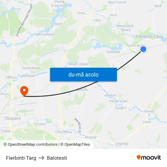 Harta de Fierbinti-Targ către Balotesti