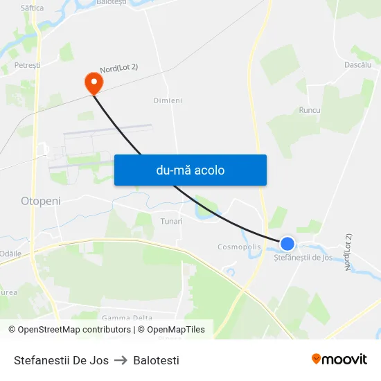Harta de Stefanestii De Jos către Balotesti