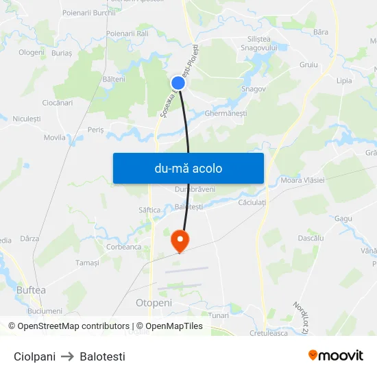 Harta de Ciolpani către Balotesti