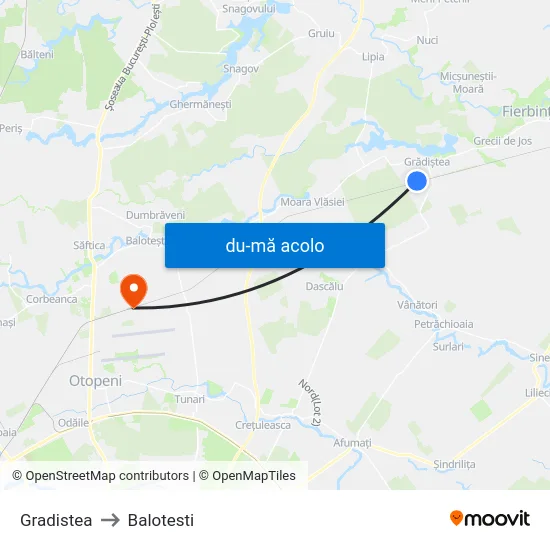 Harta de Gradistea către Balotesti