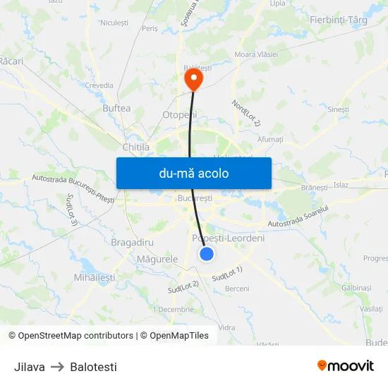 Harta de Jilava către Balotesti