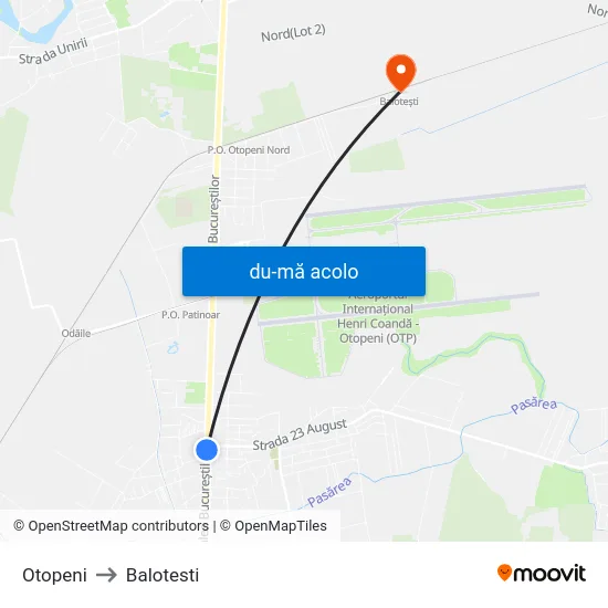 Harta de Otopeni către Balotesti