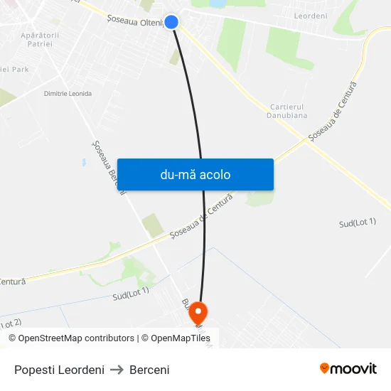 Harta de Popesti Leordeni către Berceni